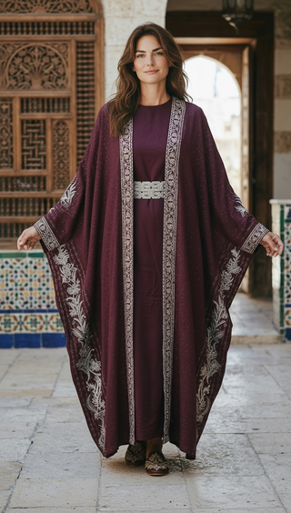 Modern 2-Piece Burgundy Abaya Set by TALA JAZZY
