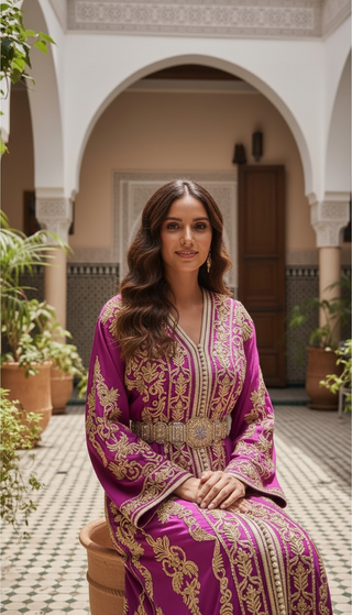 Handmade Moroccan 2-Piece Royal Takchita “ Kaftan “ Fuchsia