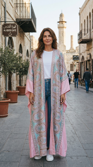 TALA JAZZY New Pink Cotton Abaya / Kimono