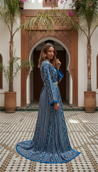 Exotic Blue Sari Moroccan Takchita “ Caftan “