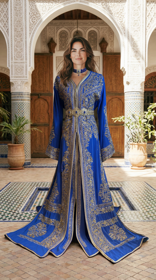 Royal Blue Handmade Moroccan 2 Piece Takchita “ Caftan “