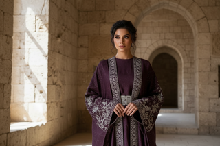 Modern 2-Piece Burgundy Abaya Set by TALA JAZZY