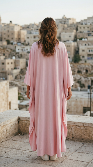 TALA JAZZY New Pink Cotton Abaya / Kimono
