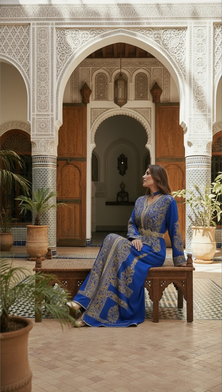 Royal Blue Handmade Moroccan 2 Piece Takchita “ Caftan “