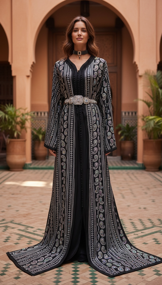 Exotic Black Sari Moroccan Takchita “ Caftan “