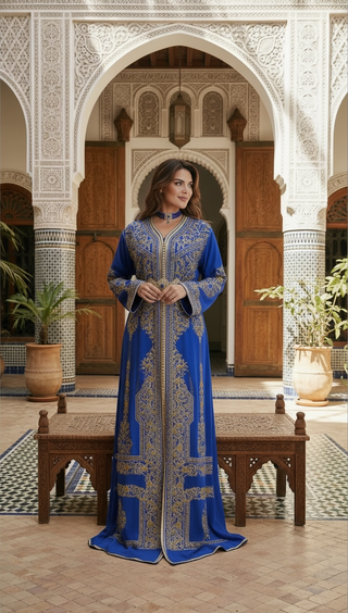 Royal Blue Handmade Moroccan 2 Piece Takchita “ Caftan “