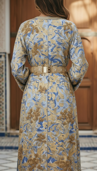 Luxury Moroccan  Chiffon with Hand stitched beads 2-Piece Takchita “ Caftan “