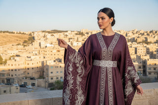 Modern 2-Piece Burgundy Abaya Set by TALA JAZZY