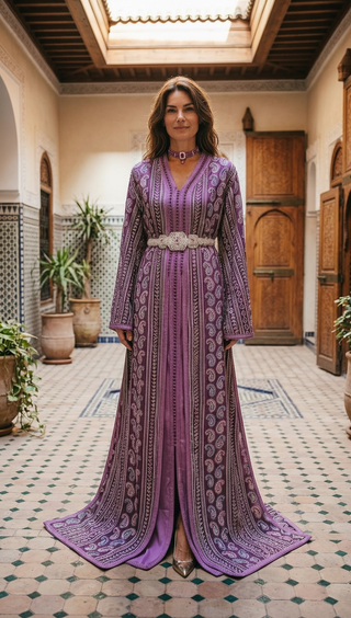 Exotic Purple Sari Moroccan Takchita “ Caftan “
