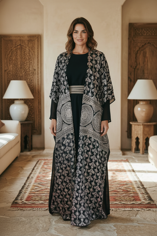 2-Piece Black Arabian Abaya set by TALA JAZZY