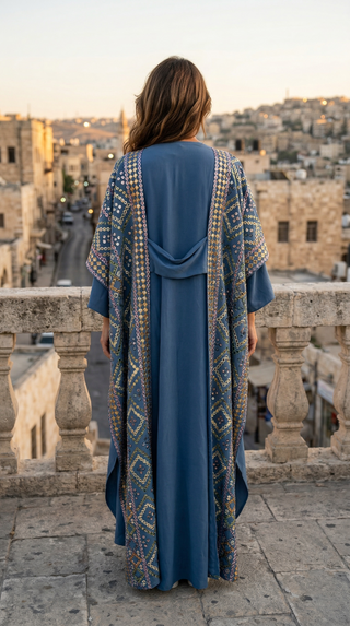 2-Piece Ocean Blue Arabian Abaya set by TALA JAZZY