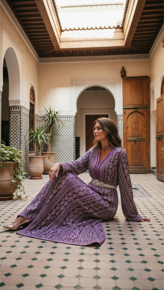 Exotic Purple Sari Moroccan Takchita “ Caftan “