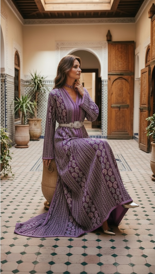 Exotic Purple Sari Moroccan Takchita “ Caftan “