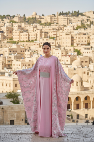 Modern 2-Piece Pink Abaya Set by TALA JAZZY