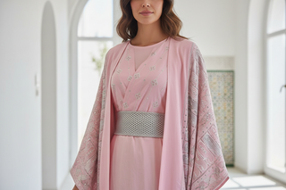Modern 2-Piece Pink Abaya Set by TALA JAZZY