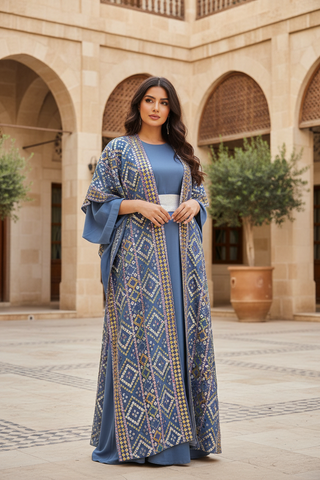 2-Piece Ocean Blue Arabian Abaya set by TALA JAZZY