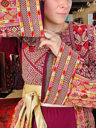 Burgundy Palestinian Fallahi Thoub