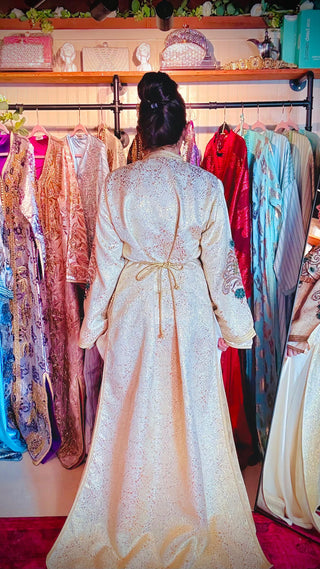 Luxury Handcrafted Royal Brocard Moroccan Kaftan