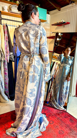 Sky Blue Floral Moroccan Kaftan