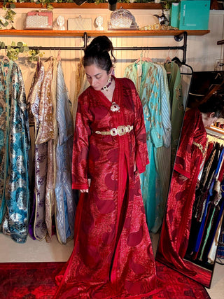 Luxury Moroccan Chifon Kaftan with Matching Accessories