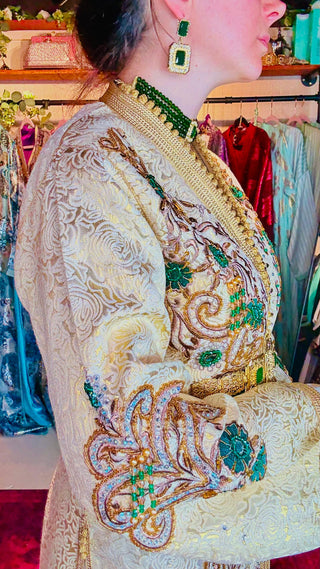 Luxury Handcrafted Royal Brocard Moroccan Kaftan